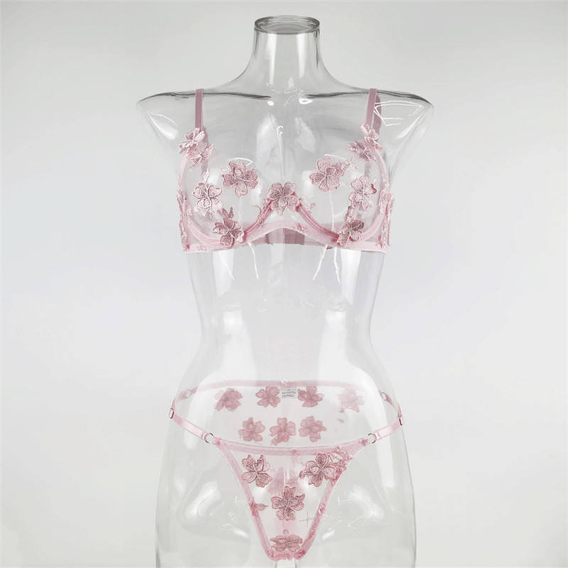 Floral Embroidered 2-Piece Bodysuit Lingerie Underwear