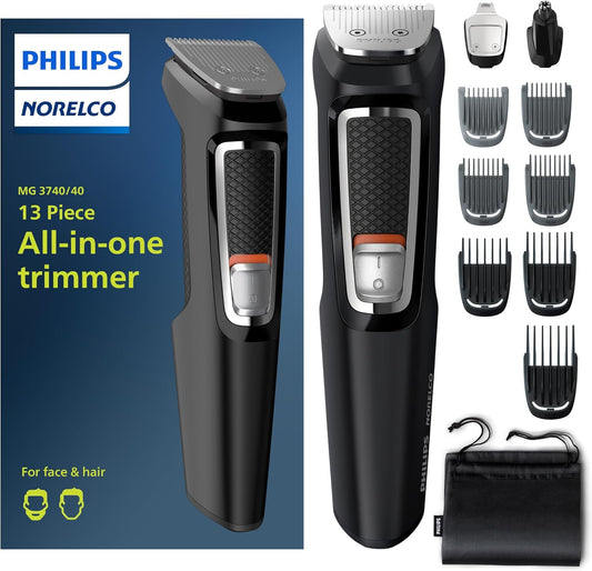 Philips Norelco 13-Piece All-in-One Grooming Kit – Beard, Face, Nose, Ear Trimmer & Hair Clipper, No Blade Oil Needed