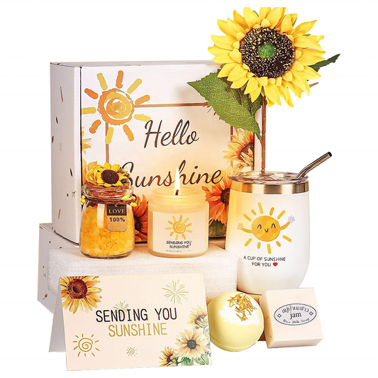 Sunshine Self Care Wellness Giftbox (Mug, Sea Salt, Scented Candle, Bath Bomb)