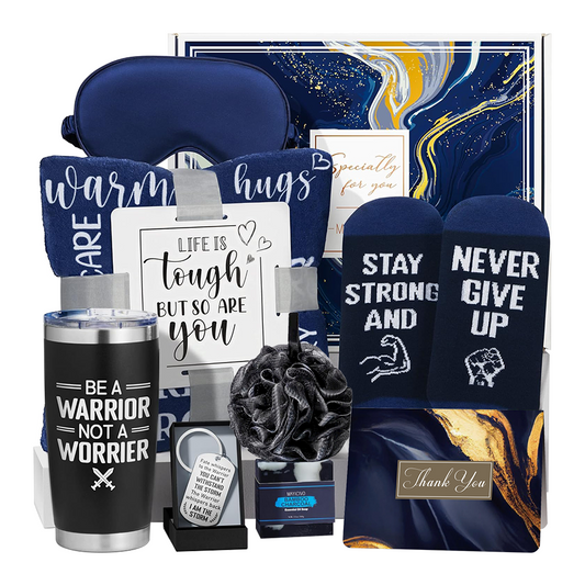 Self Care Wellness Giftbox (Sleep Mask, Bath Towel, Socks, Keychain) - Dark Blue