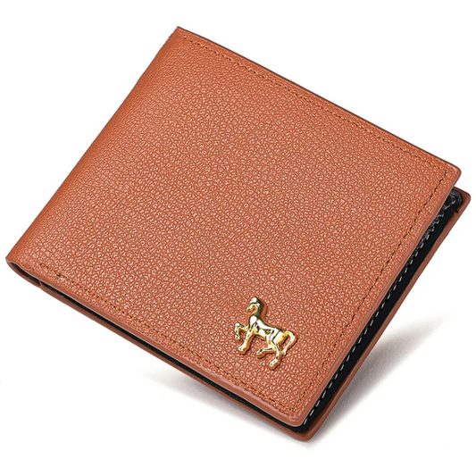 Men's Wallet - Elegant Black PU Leather w/ 3D Horse
